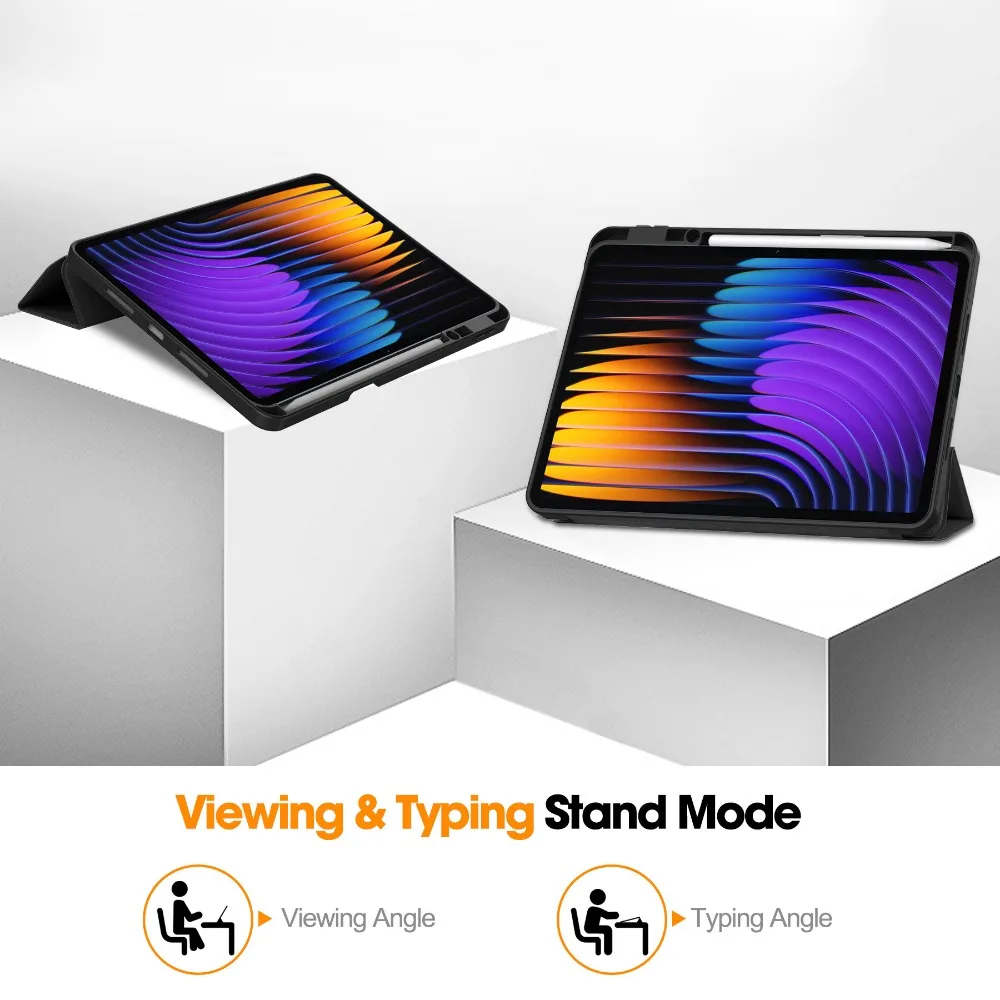 Para Xiaomi Pad 7 Pro 2024 Funda con soporte inteligente de cuero triple plegable magnético para Xiaomi Mi Pad 7 Pro Pad 7 Pro soporte para lápices Funda - imagen 3