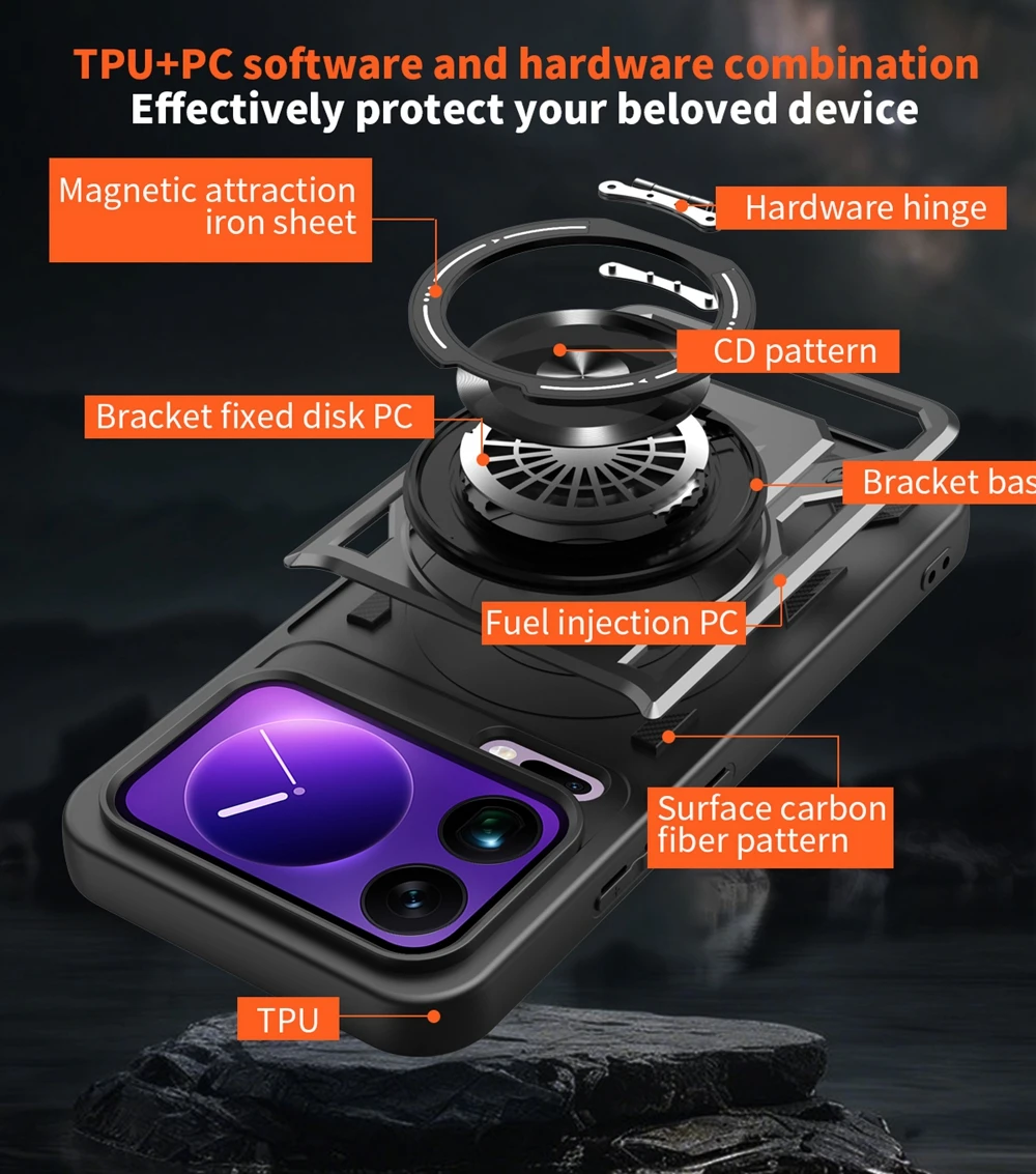 Armadura Funda para Magsafe Funda de carga inalámbrica para Xiaomi 17 Pro Max Mi 17 17Pro Max 5G cubierta de soporte de anillo magnético - imagen 4