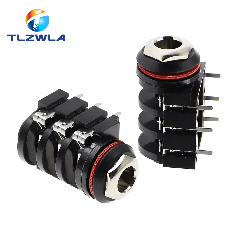 1 Uds 1/4 "6,35mm conector Jack de Audio estéreo 6,5mm PCB soldadura ángulo recto punta anillo manga TRS - imagen 2