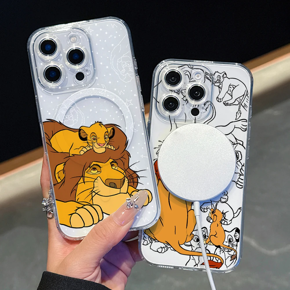 Rey León Simba para Magesafe funda de teléfono magnética para iPhone 16 15 14 Plus 13 12 Mini 11 Pro Max X Xs XR 8 7 SE cubierta transparente - imagen 2