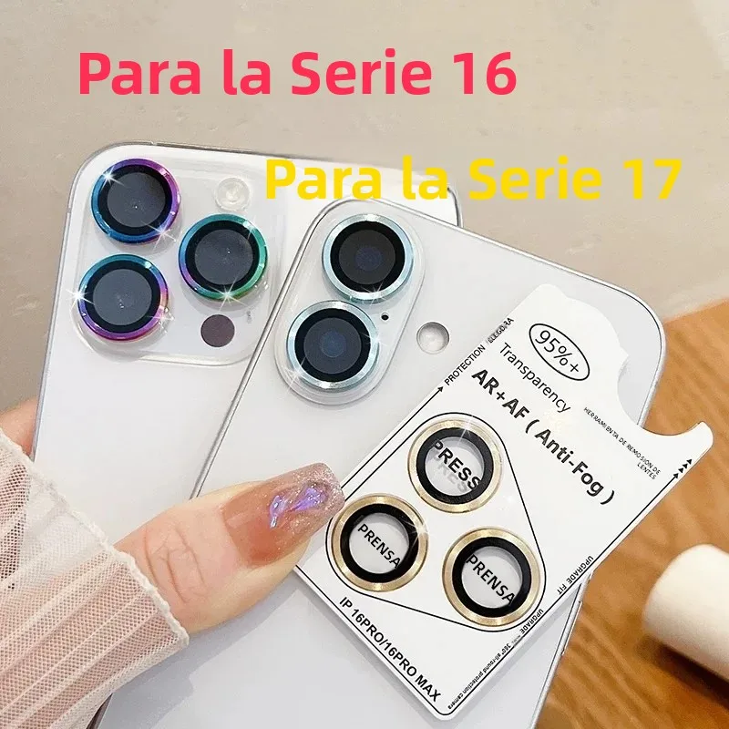 Vidrio de lente Ling de Metal azul para IPhone 17 Air 14 15 16 17 Pro Max, Protector de cámara de aleación, tapa de película de lente trasera con posicionador - imagen 2