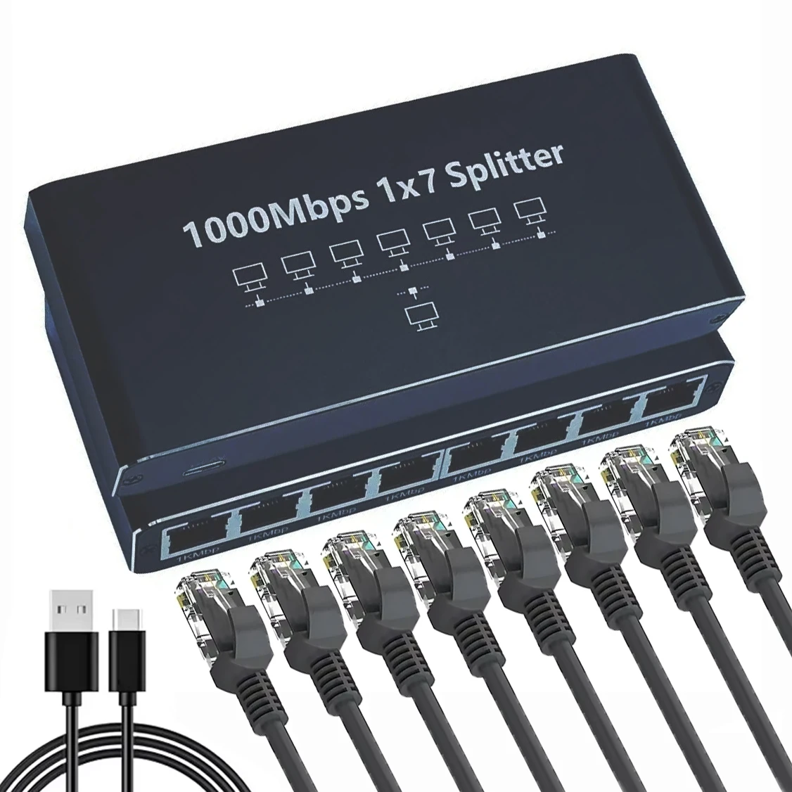 Divisor Gigabit Ethernet 1 a 2/3/4/7 1000Mbps RJ45 LAN divisor de red para PC portátil Nintendo Switch enrutador Internet TV Box