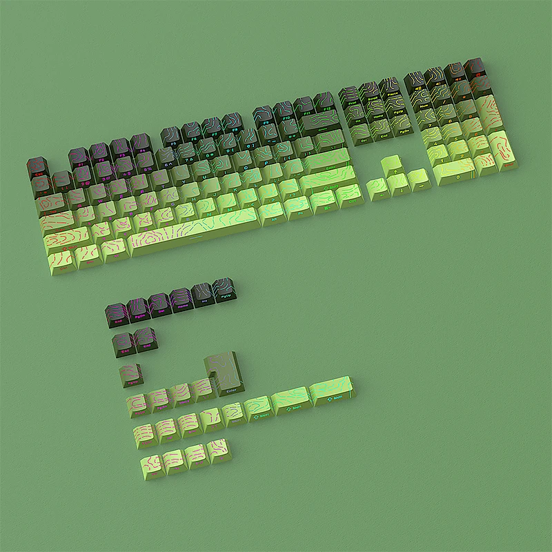 130 teclas Matcha contorno línea lateral grabado teclado tapa cereza perfil transmisión de luz PBT sublimación de cinco lados