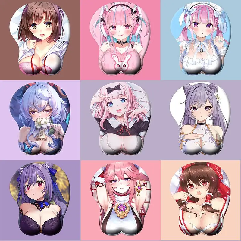 Alfombrilla de ratón para juegos con reposamuñecas, alfombrilla de silicona antideslizante, cómoda, gruesa, Sexy, de dibujos animados en 3D, para escritorio, oficina y hogar - imagen 2