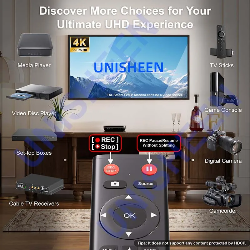 Nueva llegada 4K60 Mini dispositivo grabador de vídeo cámara independiente HDMI juego remoto caja de captura de teléfono inteligente - imagen 3