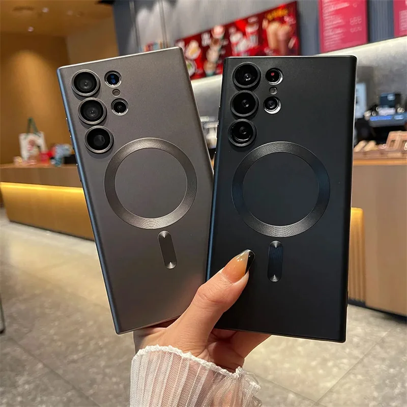 Funda de lujo mate para móvil, carcasa trasera magnética a prueba de golpes para Samsung S23, S22, S24 Ultra, S21 Fe Plus - imagen 4