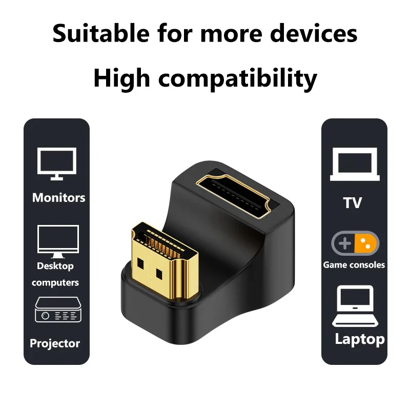 Adaptador macho a hembra Compatible con HDMI, convertidor UHD, ángulo de 360 grados, en forma de U, 8K, 60HZ, HDTV 2,1, para HDTV, PS4, PS5, portátil - imagen 3