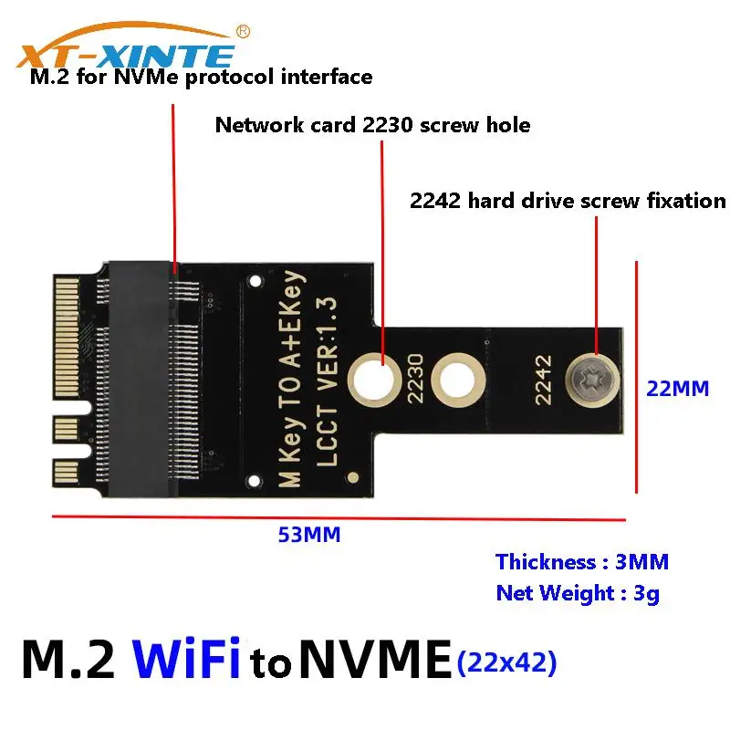 M.2 A+E Key a 2230 para adaptador NVME PCIE 3,0 X4 M.2 para convertidor NGFF SSD para Mini PC/portátil/actualidades de almacenamiento industrial - imagen 3