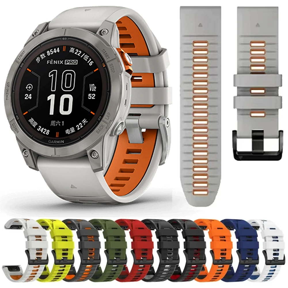 Correa de silicona de dos tonos QuickFit de 26mm y 22mm para Garmin Fenix 7X 7 Pro 6 6X/Epix Pro Gen 2 51mm 47mm/accesorios de correa de reloj Tactix