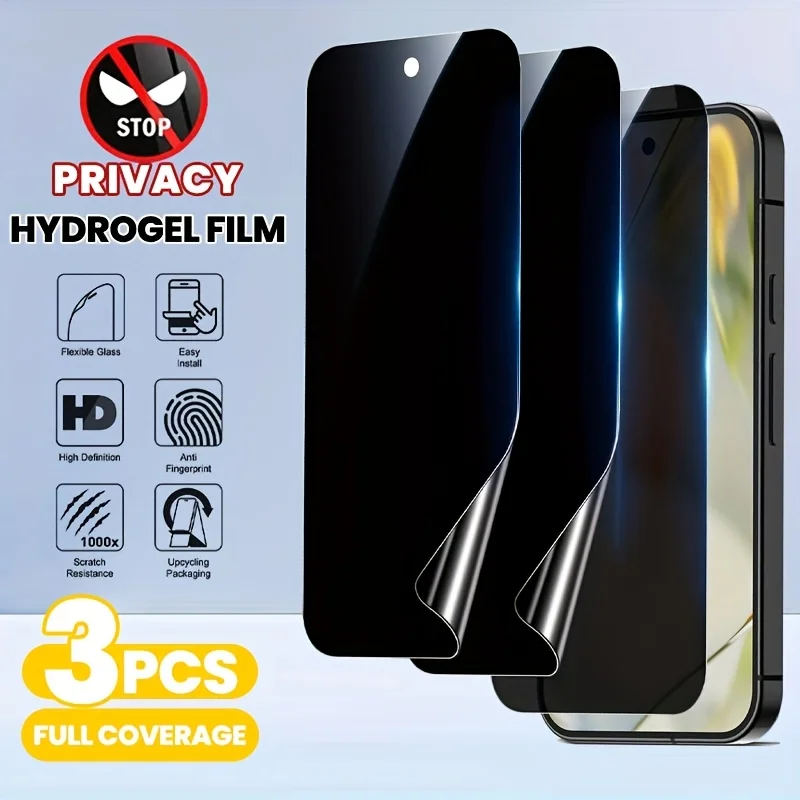 3 uds película de hidrogel de privacidad para Xiaomi Redmi 9A 13C 12C 9C 10C 14C 7 8A 10 10A 5G Protector de pantalla sin desbloqueo de huellas dactilares