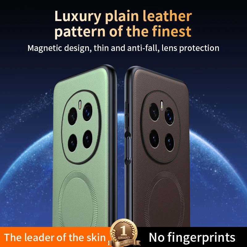 Para Honor Magic 7 Pro funda protectora de cuero magnética para Honor Magic 7 Pro antihuellas antideslizante PC + TPU