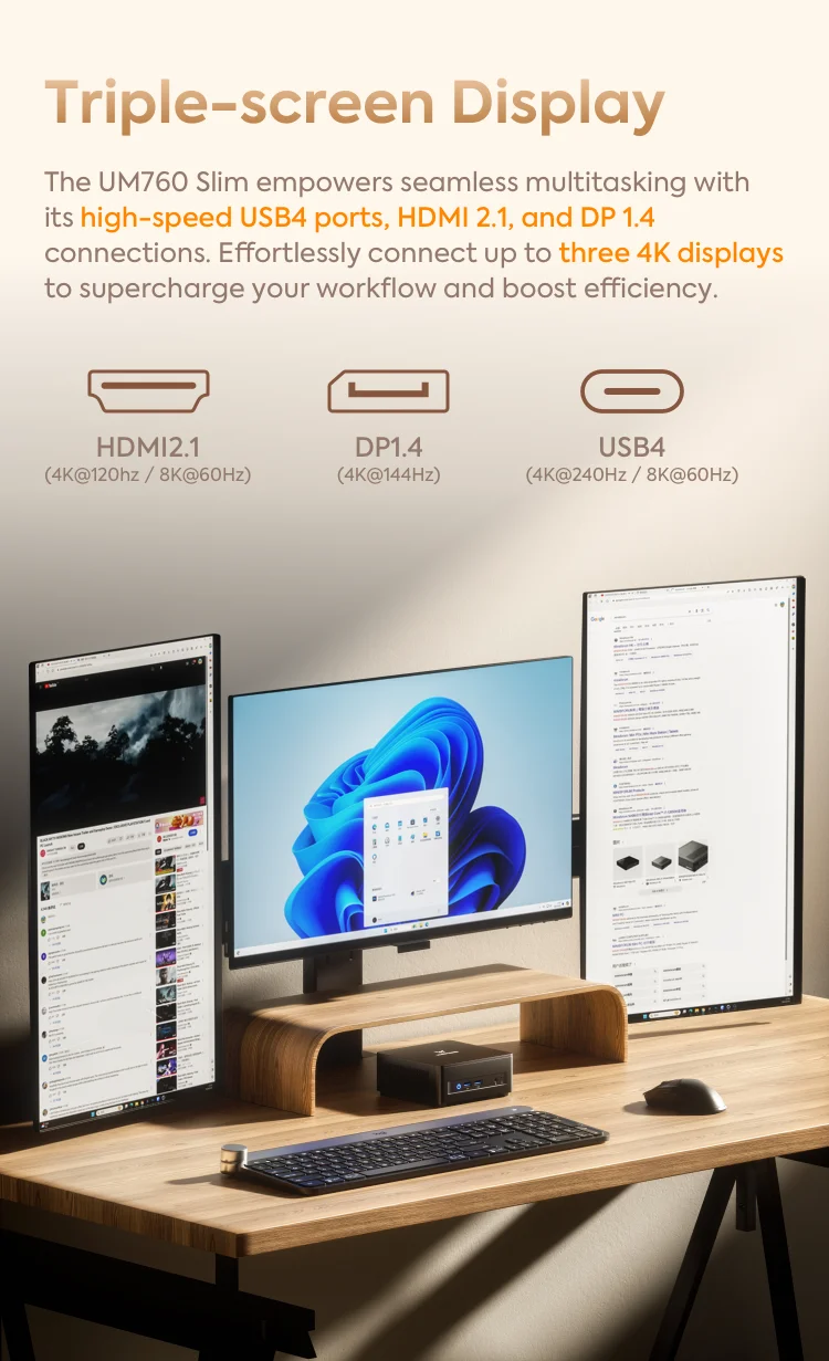 MINISFORUM Mini PC UM870 Slim AMD Ryzen 7 8745HMini ventana de ordenador 11 DDR5 32GB 1TB SSD UM680 Slim AMD Ryzen 7 6800H PC para juegos - imagen 4