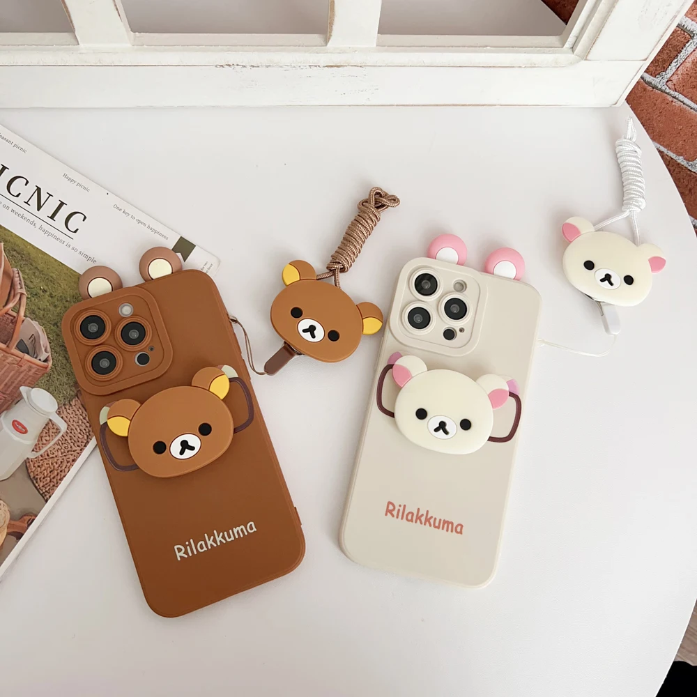 Funda Rilakkuma con soporte para gafas Samsung Galaxy S9 S10 S20 S21 S22 S23 S24 S25 Plus Ultra FE - imagen 3