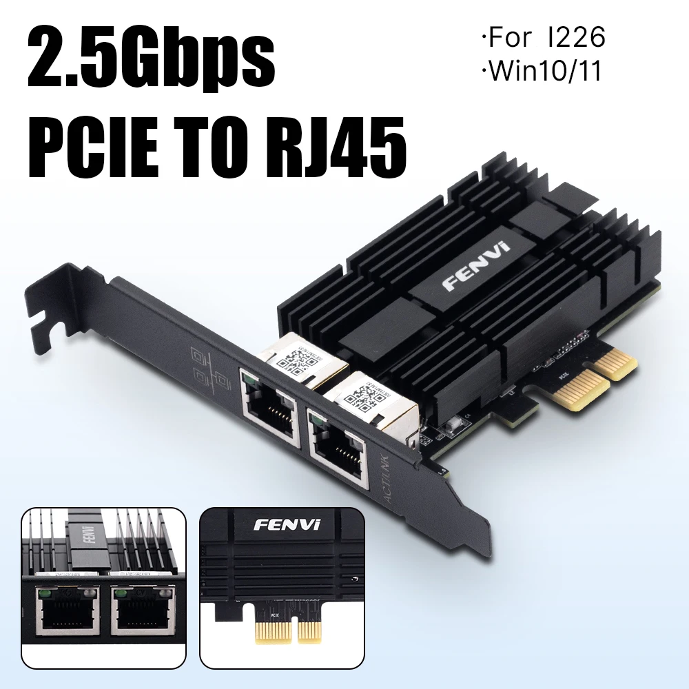 Tarjeta de red FENVI PCI-E a RJ45 para I226 PCI Express RJ45 Gigabit Ethernet LAN 2,5G 2500Mbps adaptador WiFi para PC de escritorio