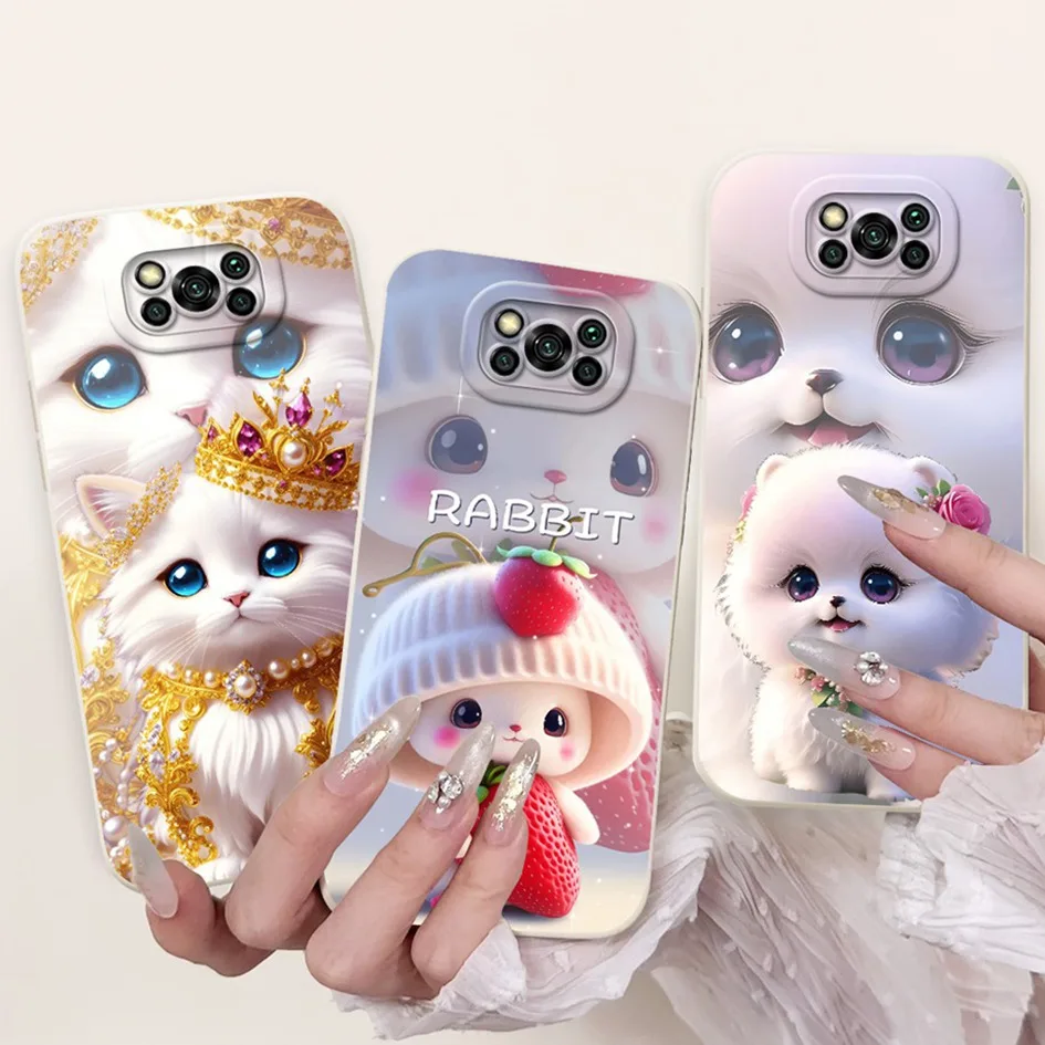 Para Xiaomi Poco X3 Pro NFC funda bonita de dibujos animados conejo corona gato funda de silicona suave a prueba de golpes para Xiaomi Poco X3 X 3 X3NFC parachoques