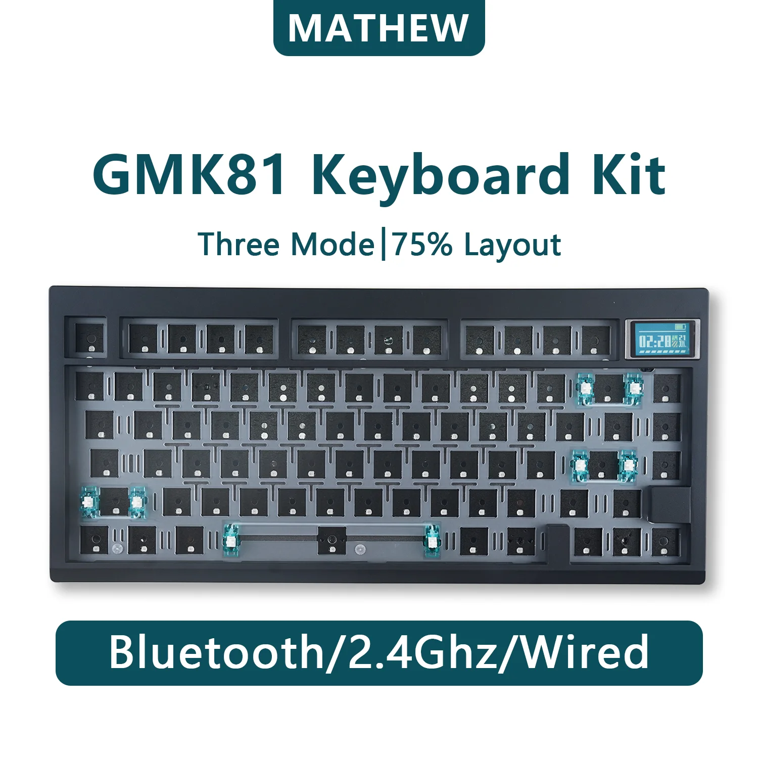 Kit de teclado mecánico GMK81, montaje de junta de barras inalámbrico de intercambio en caliente personalizado al 75%, RGB con pantalla de visualización para Win/Mac - imagen 2