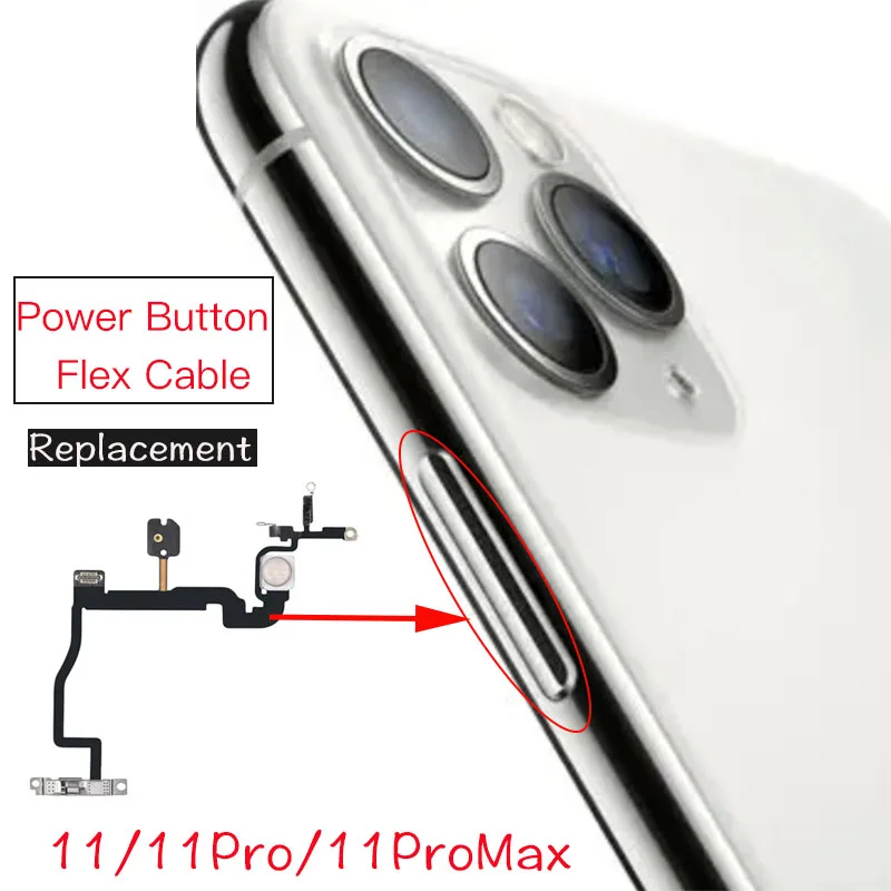 Cable flexible de encendido y apagado para iPhone 11 Pro Max con piezas de repuesto de unidad de micrófono y linterna