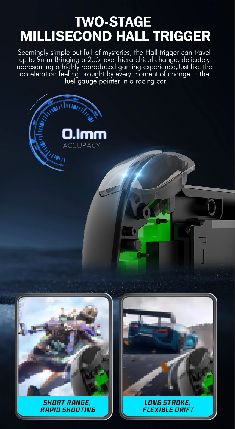 Mango elástico de refrigeración con balancín Hall, gatillo Hall de dos etapas, giroscopio de 6 ejes, ventilador silencioso y iluminación RGB de 7 colores X5 MINI - imagen 5