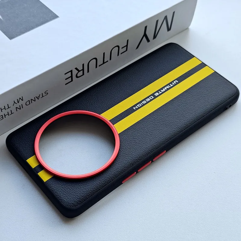 Para Honor X70 funda ELVEV pista amarilla sensación de piel PU cuero duro PC lente protección cubierta del teléfono - imagen 2