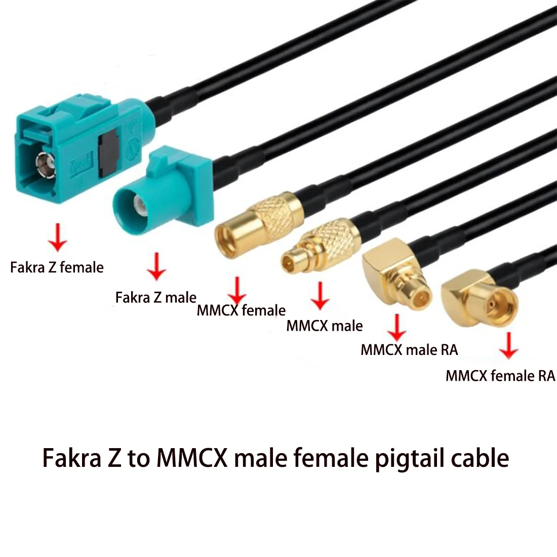 1 unidad Fakra Z macho hembra agua azul a MMCX enchufe Jack recto/RA Cable adaptador RG174 15cm 6 pulgadas/30cm/50cm venta al por mayor nuevo