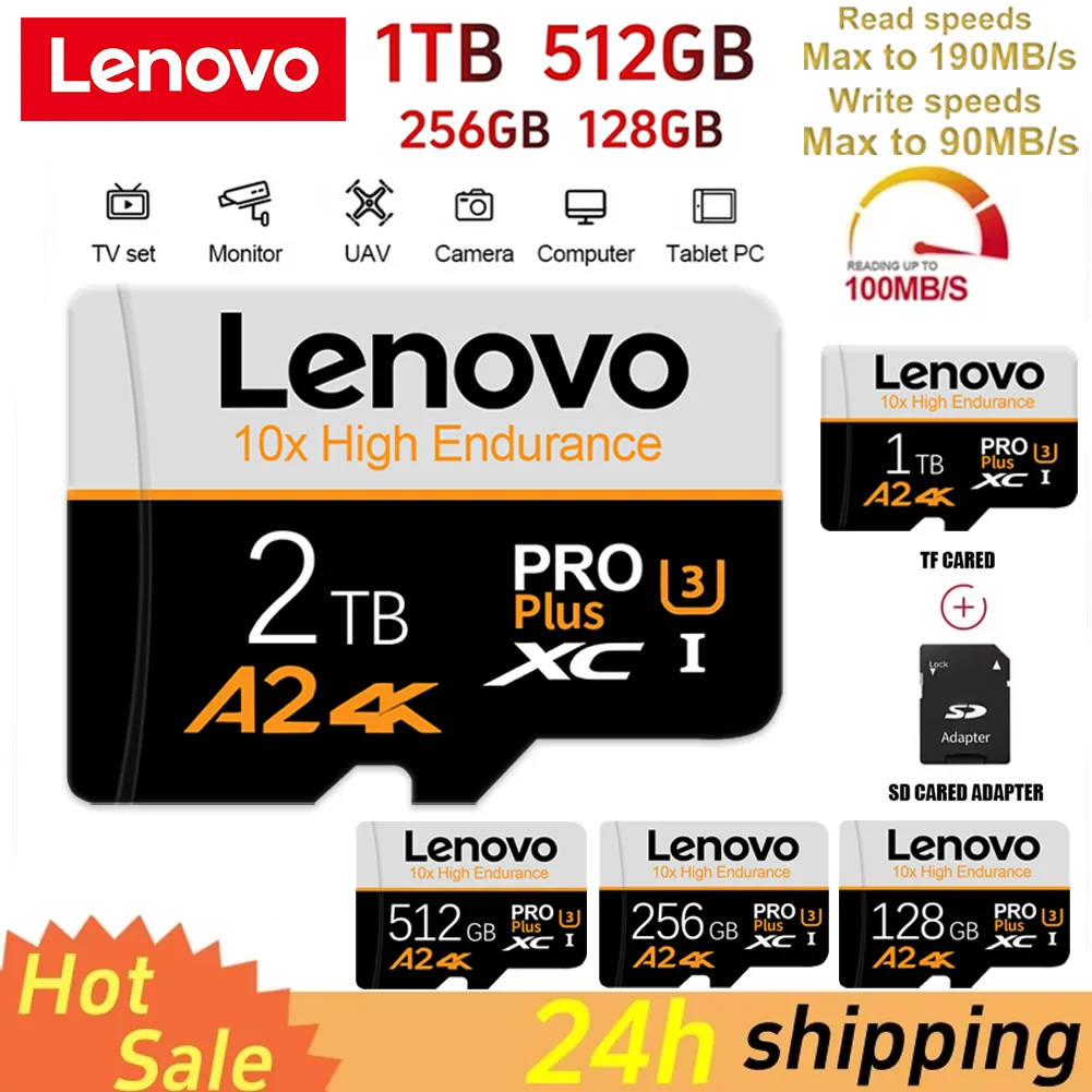 Lenovo Mini tarjeta de memoria 256GB 128GB 2TB tarjeta SD Class10 tarjeta TF 512GB tarjeta TF Minisd Flash Usb Pendrive adaptador gratis