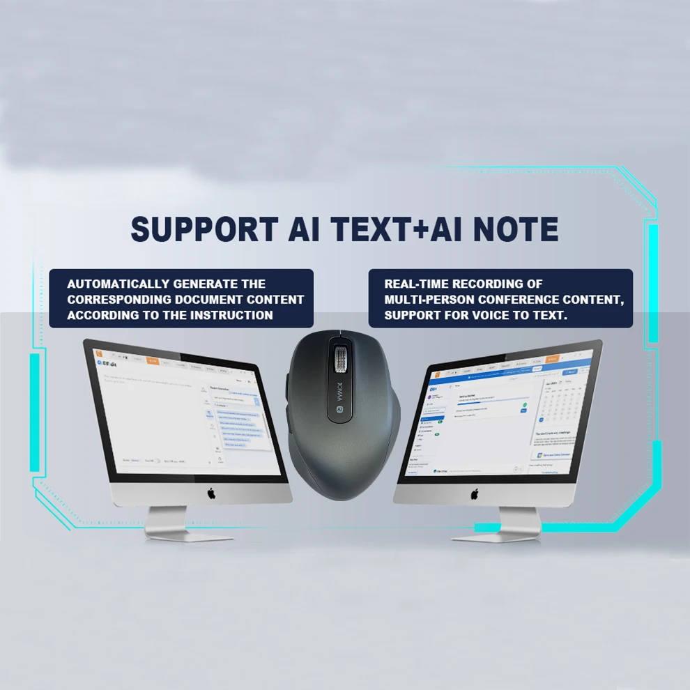 Ratón de oficina silencioso inalámbrico AI, se adapta a conexiones USB y Bluetooth, escritura controlada por voz/traducción de voz/AIPPT/AiText - imagen 5