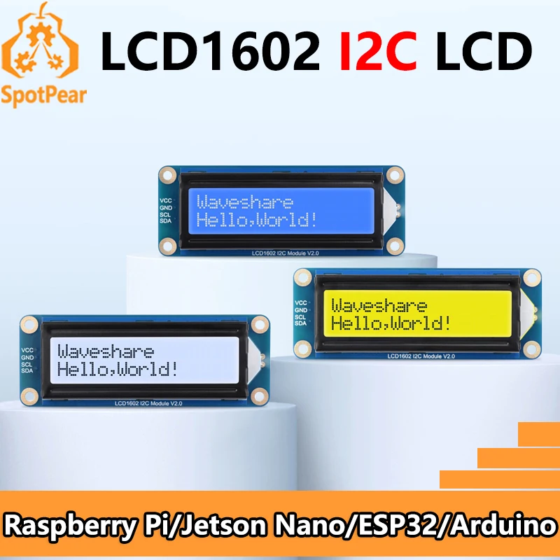 Módulo LCD1602 I2C PWM retroiluminación ajustable 3,3 V/5 V para Arduino/Raspberry Pi/Pico/Jetson Nano/ESP32