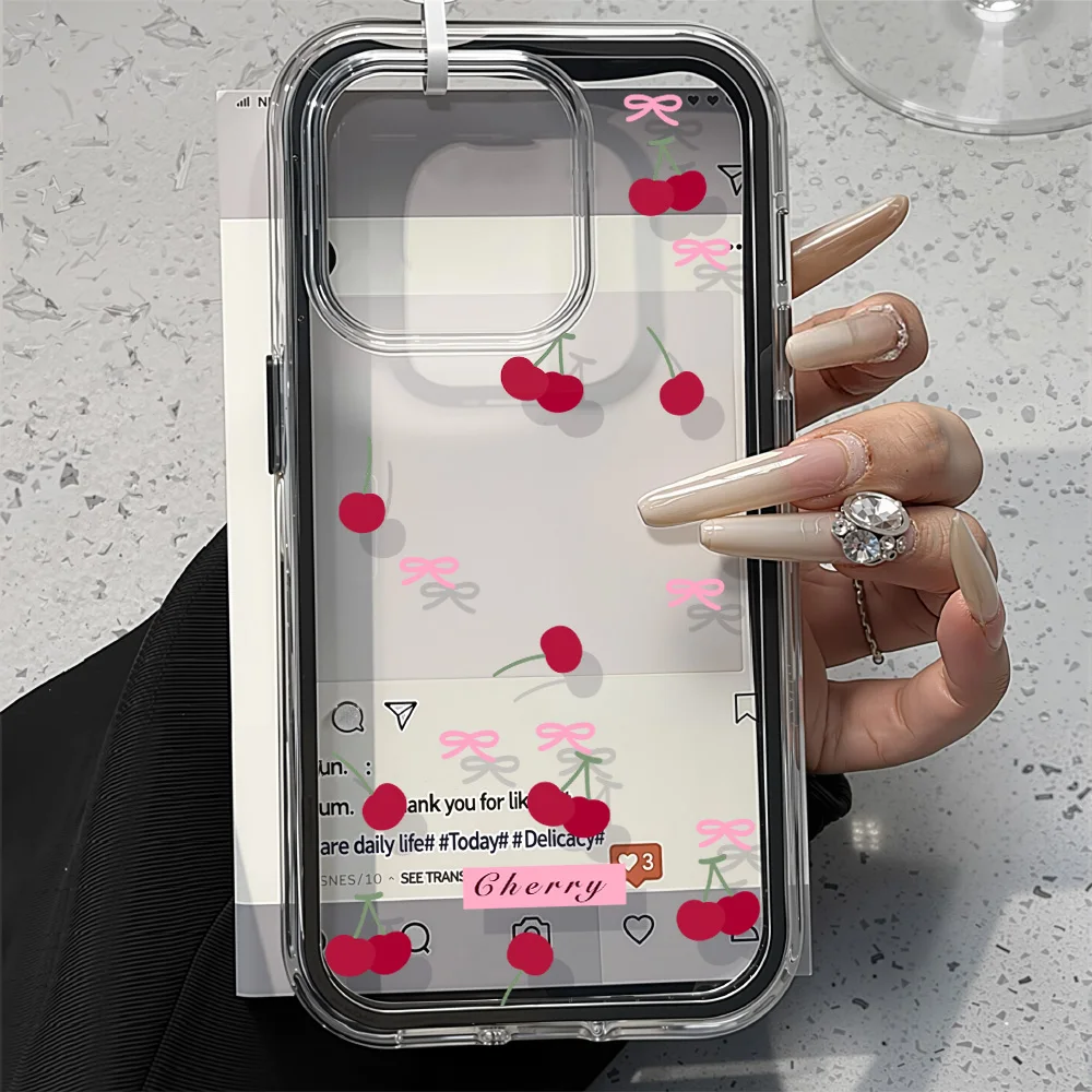 Funda de teléfono 2 en 1 de Color caramelo cereza para iPhone 17 16 Pro Max 13 11 15 14 12 17 Air 17promax Funda transparente de TPU suave - imagen 4