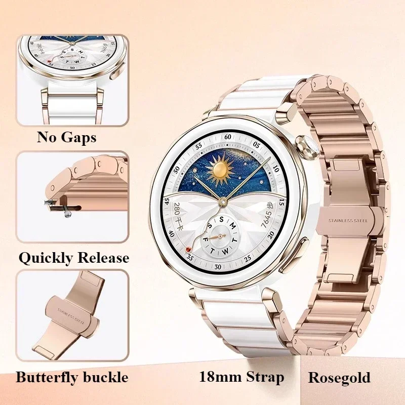 Correa de pulsera de cerámica de 18mm para Huawei Watch GT4 5 41mm/GT5 Pro 42mm pulsera de mujer para Garmin Venu 3S 2S/Forerunner 255S 265S - imagen 4