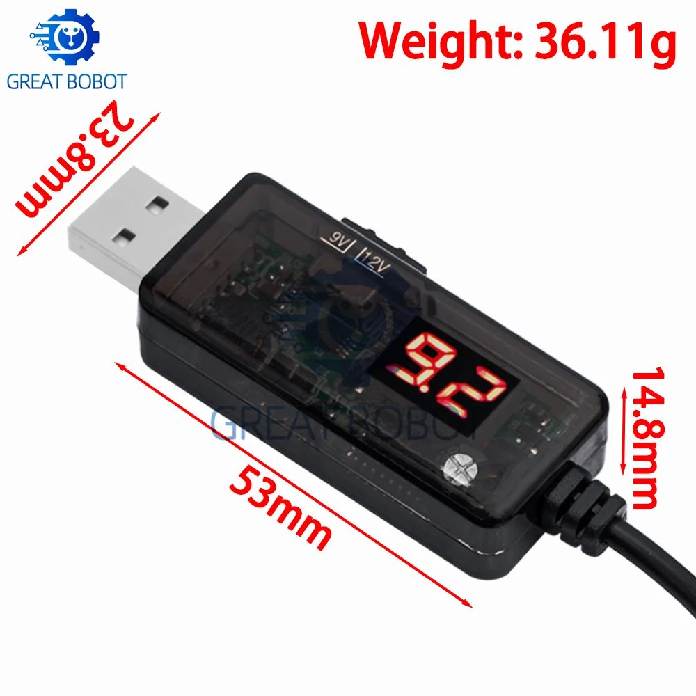 Convertidor de refuerzo USB BS DC 5V a 9V 12V Cable convertidor elevador USB + conector de 3,5x1,35mm para fuente de alimentación/cargador/convertidor de potencia - imagen 2