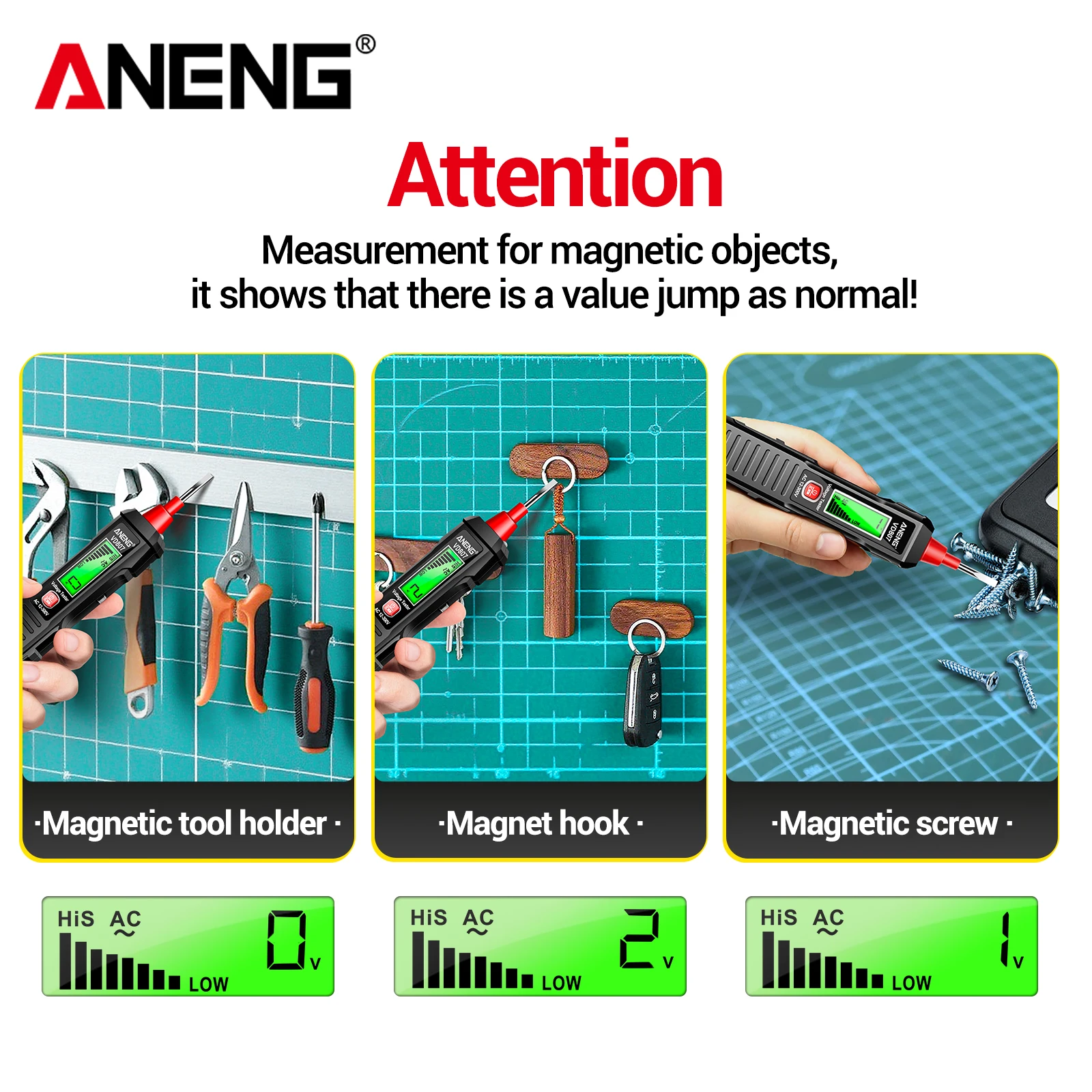 ANENG-multímetro de pinza amperimétrica, Kit de electricista ST181 + Vd807, pluma probadora de voltaje, Detector de voltaje de CA de 12V-300V, amplificador de coche, tapa Hz, herramienta NCV - imagen 5