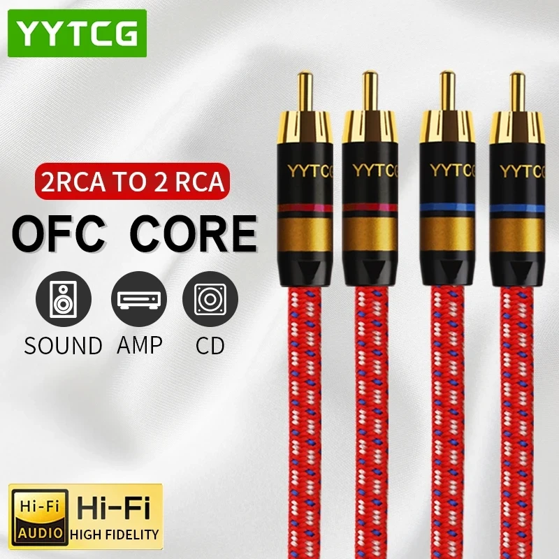 1 par de Cable de Audio RCA estéreo HIFI OFC 2RCA a 2RCA Cable de interconexión para amplificador DAC TV DVD Premium de alto rendimiento