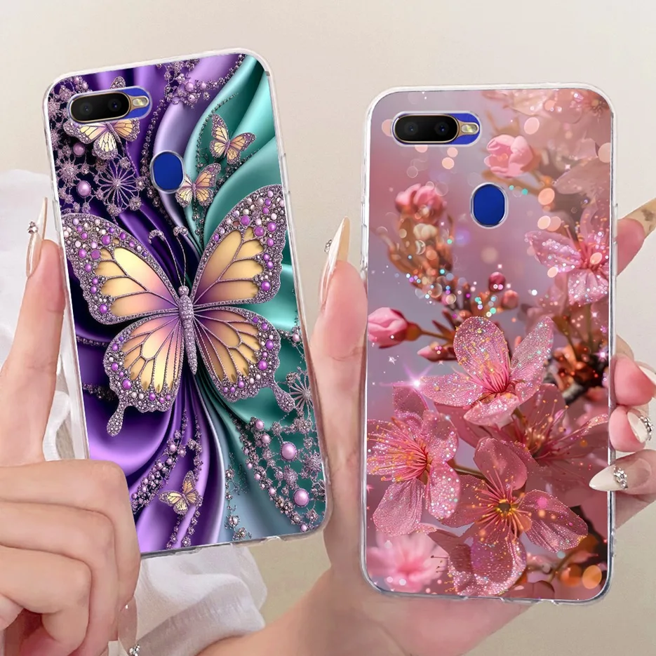 Para Oppo A5s AX5s funda Oppo A12 funda pintada de árbol de mariposa de lujo funda de teléfono delgada suave para Oppo A7 AX7 OppoA5S OppoAX5s Fundas - imagen 2