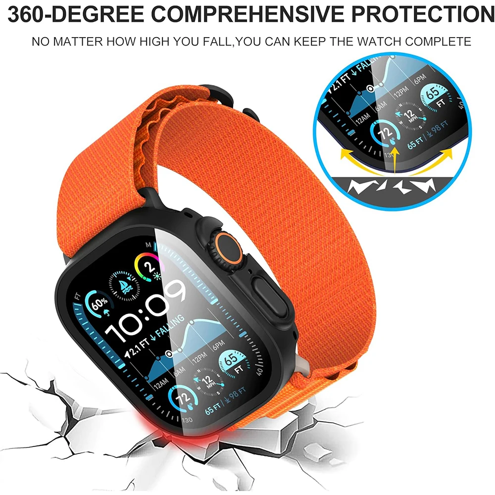 Protector de pantalla de vidrio templado negro para Apple Watch Ultra 2 Ultra2, funda protectora, accesorios protectores de pantalla, 2 uds. - imagen 4
