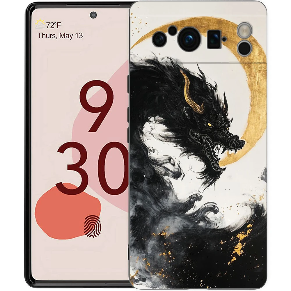 Funda de teléfono Dragon para Google Pixel 10 9 8 7 6 Pro XL 9A 8A 6A 7A 5G, funda negra de TPU suave a prueba de golpes - imagen 4
