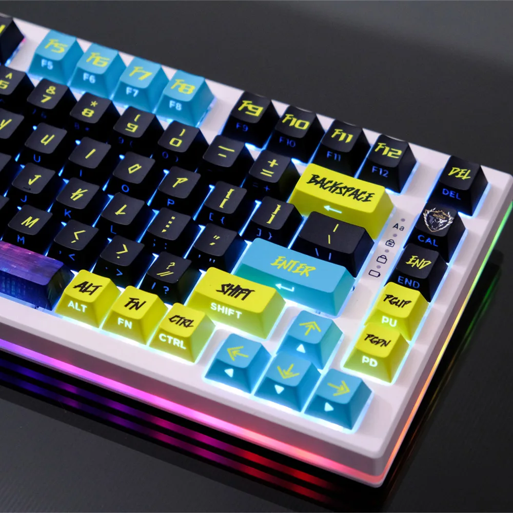 Teclas translúcidas con grabado lateral, 130 teclas, perfil de cereza, teclas de sublimación de tinte PBT para interruptores Mx, Teclado mecánico - imagen 5