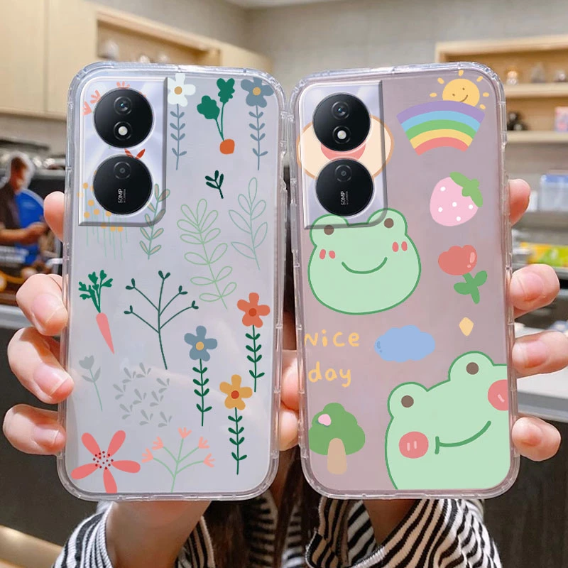 Funda de teléfono para Honor X7b 4G 5G, carcasa de silicona con flores, Gato bonito, parachoques, funda protectora suave y transparente para Honor X7b X 7B - imagen 2