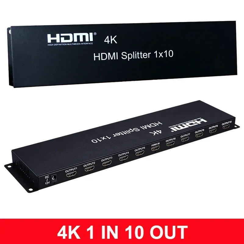 Convertidor distribuidor de vídeo divisor HDMI 4K 1x10 1 en 10 salidas pantalla multipantalla compartida para cámara PS5 PC a Monitor de TV - imagen 2