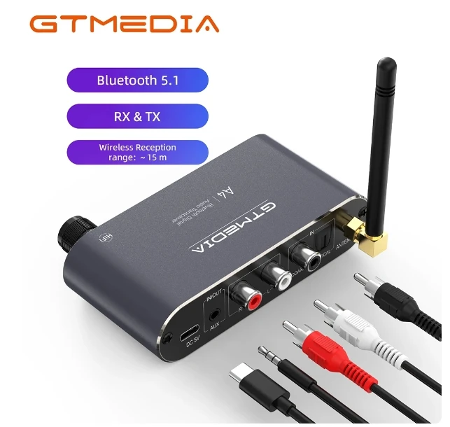 [Genuino] Receptor Bluetooth GTMEDIA A4 Transmisor Bluetooth 5.1 Adaptador Bluetooth 4 en 1 TF USB RX: A2DP/AVRC,TX: A2DP SBC AAC - imagen 5