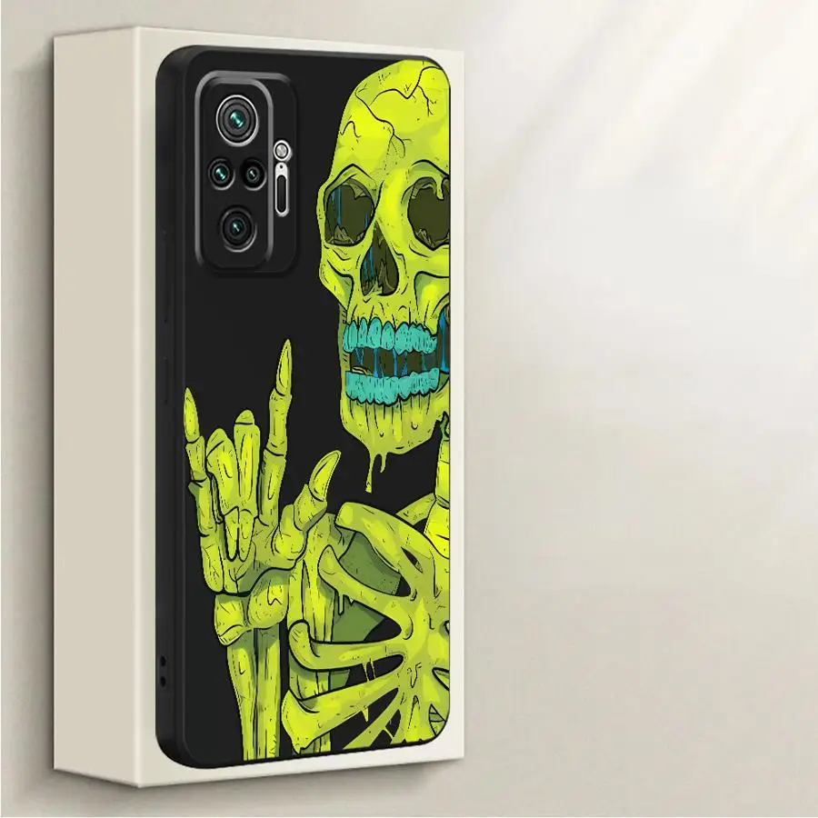 Funda de teléfono genial con calavera de dibujos animados para Xiaomi Redmi Note 10 13 12 ProPlus 11s 12s 10 11 Pro 14 Pro Plus 10Lite, funda suave - imagen 2