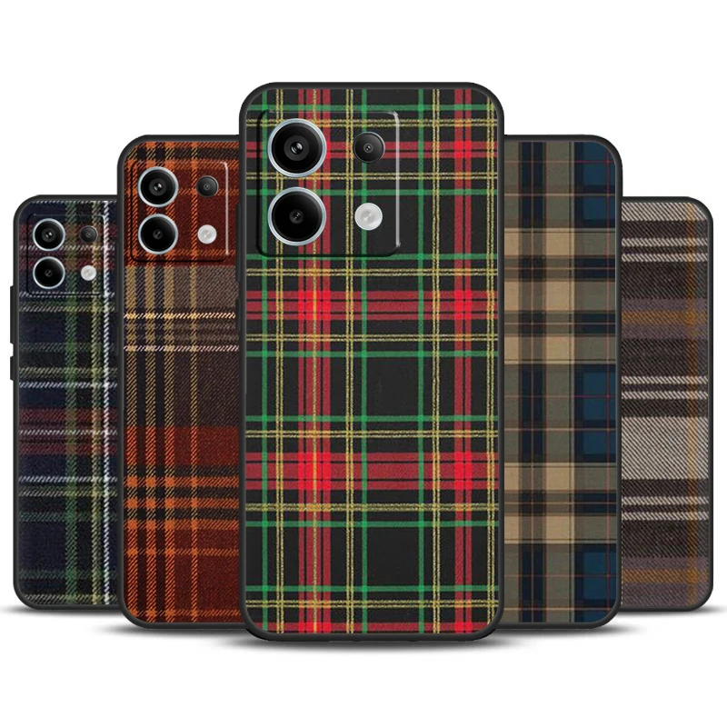Funda escocesa a cuadros para Xiaomi Redmi Note 13, 11, 9, 10, 12 Pro Plus, 9S, 10S, 11S, 12S, Redmi 13C, 9C, 10C, 12C