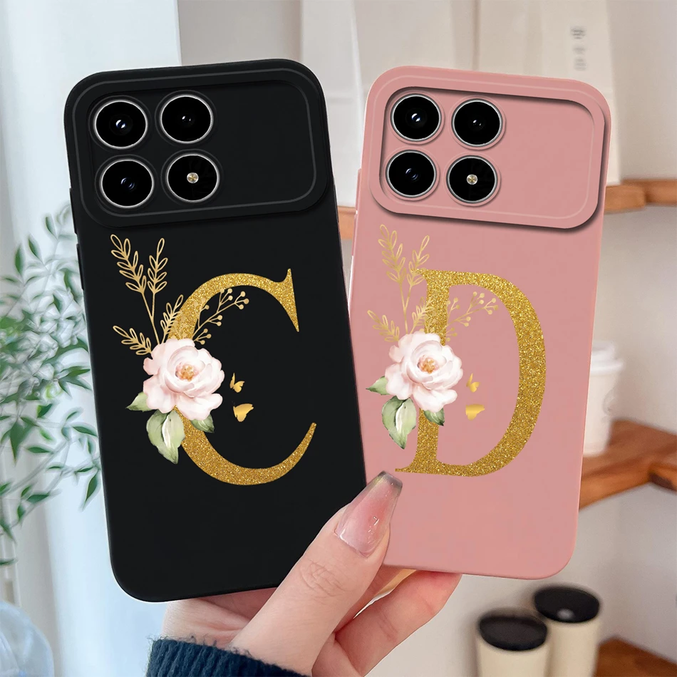 Para Poco F8 Pro funda para Poco F8 Ultra elegante funda de teléfono con letras suave duradera silicona líquida a prueba de golpes fundas protectoras traseras