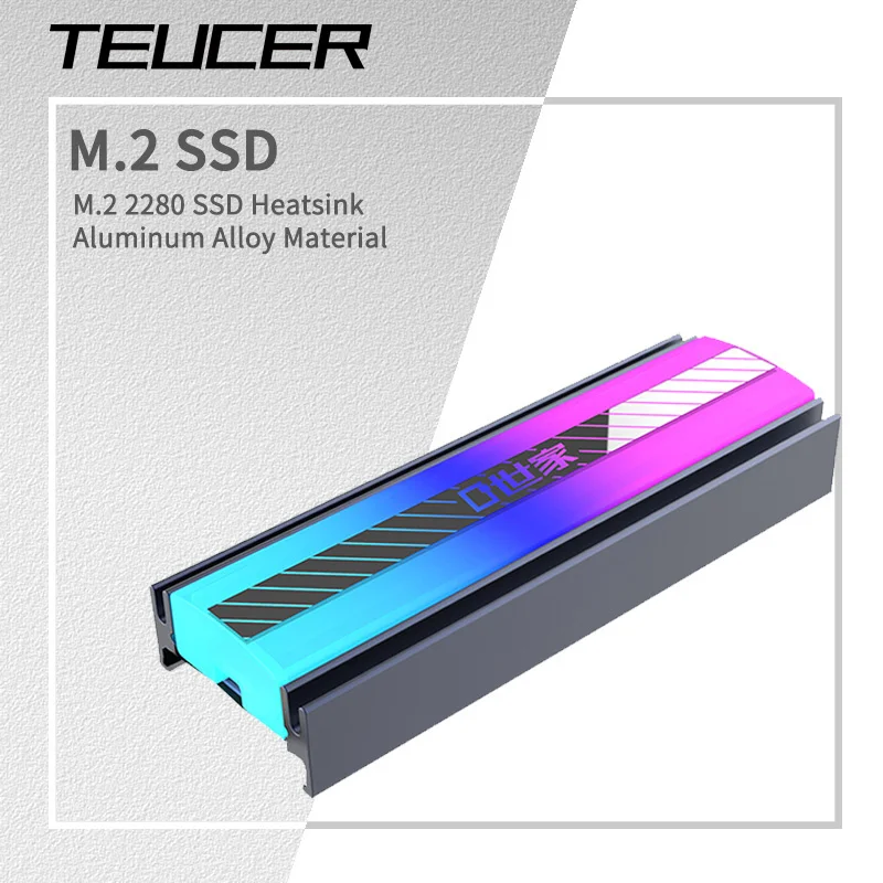 Disipador de calor TEUCER M.2 NVME SSD 5V 3 pines ARGB luces de colores 2280 enfriador de unidad de estado sólido