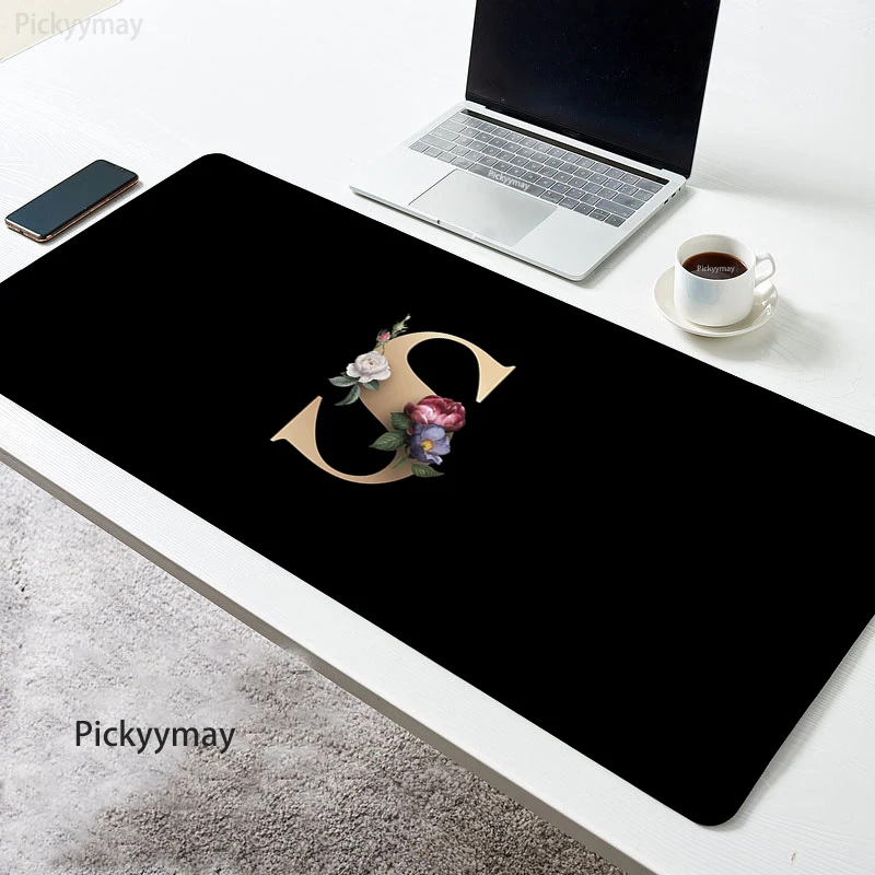 Alfombrilla de ratón con nombre inicial para ordenador, alfombrilla de ratón grande XXL para mesa de ordenador, alfombrilla de escritorio para teclado de Pc, accesorios de oficina - imagen 2