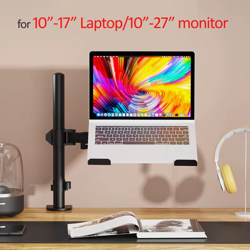 D-MOUNT N051LP Soporte Tablet Escritorio Brazo Doble 10"-27" 360° - imagen 4