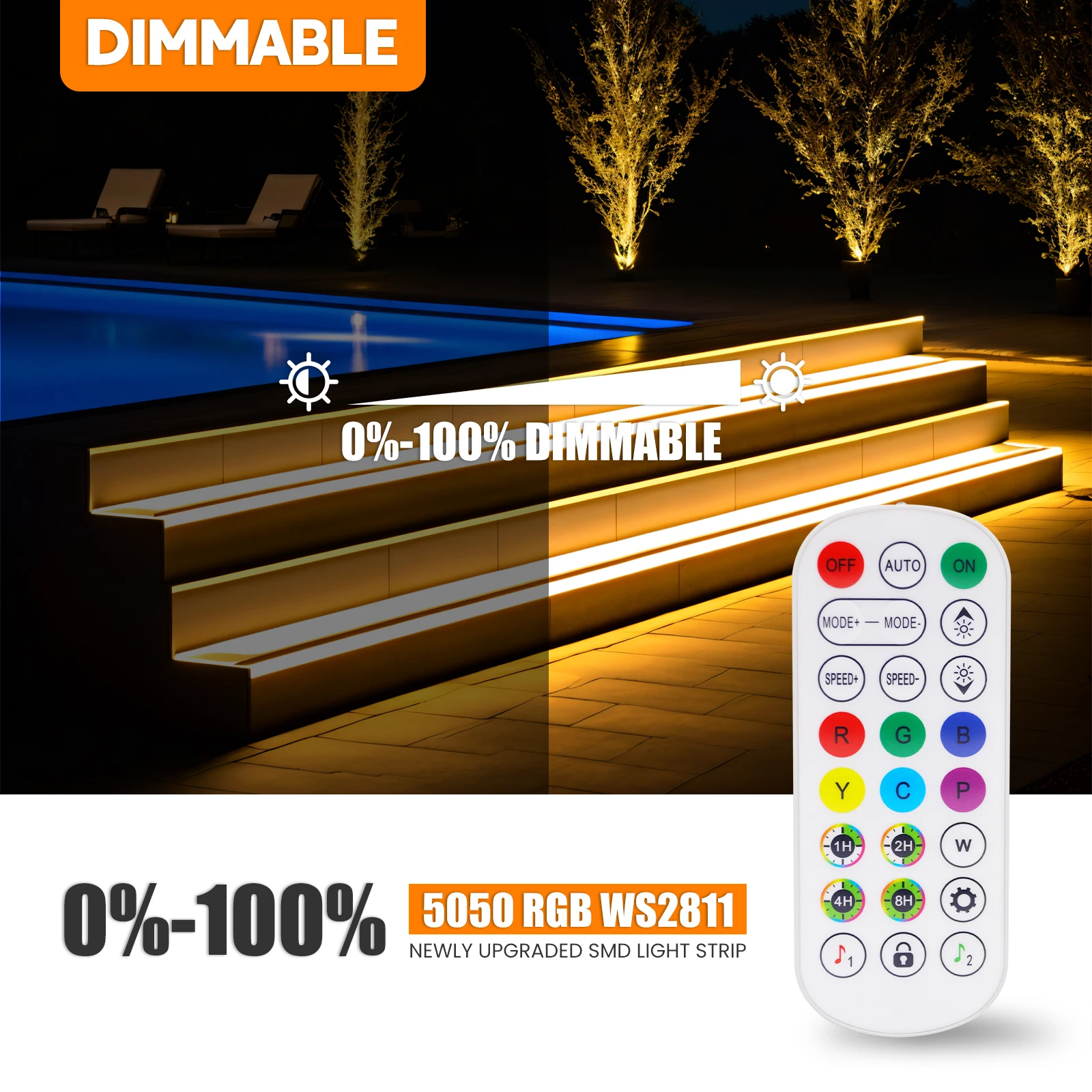 Tira de luces LED WS2811 con Control por aplicación, cinta de luz direccionable con Bluetooth, 24V CC, 5050 RGB, Color de ensueño, IP67, resistente al agua, para decoración del hogar y el jardín - imagen 3