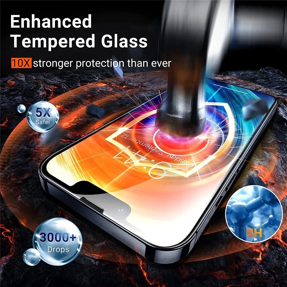 5 uds alta calidad HD transparente 9H vidrio templado para iPhone 16 15 14 Plus 13 12 mini 11 Pro X XS Max XR Protector de pantalla transparente - imagen 5