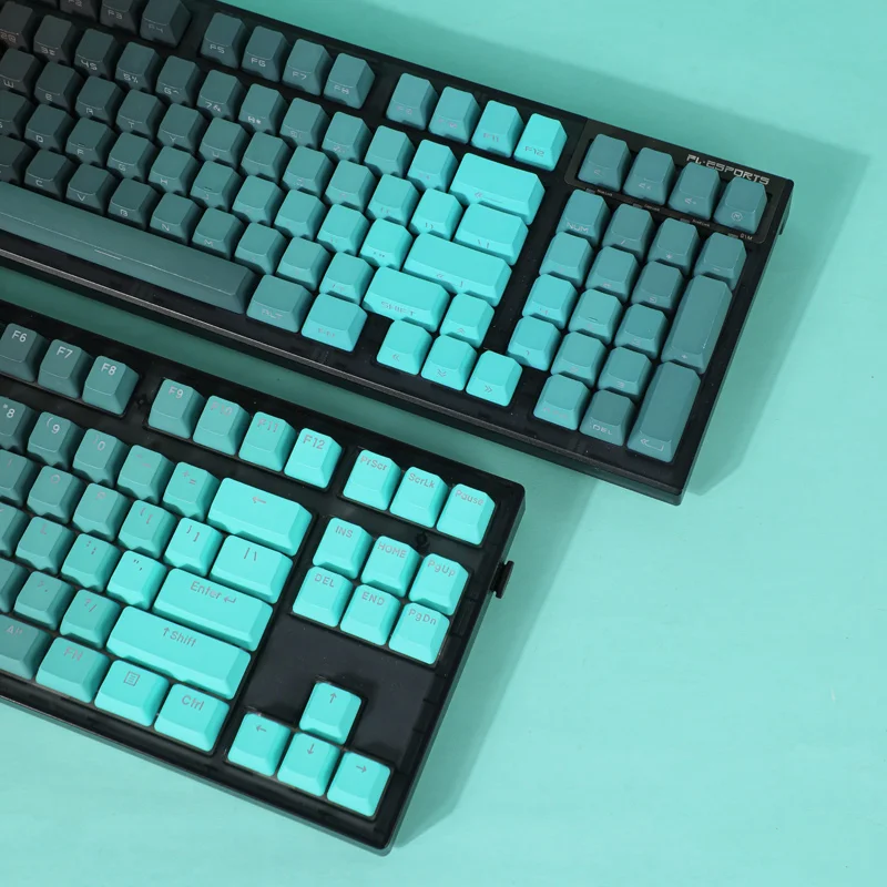 Teclas PBT para teclado mecánico OEM altura doble Shout negro cian retroiluminación de impresión lateral a través de AULA F75 GK61 Anne Pro 2 Ajazz - imagen 4