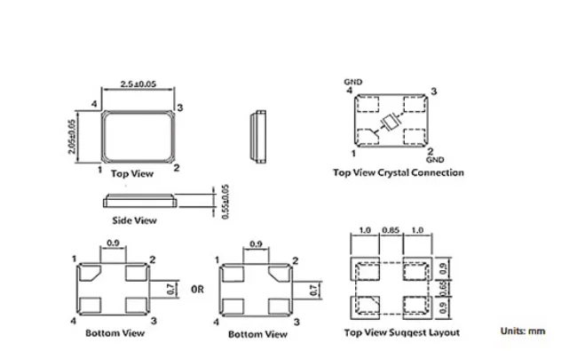 Oscilador pasivo de cristal, 10 piezas, 2520 SMD, 12.000Mhz, 14,31818 M, 16M, 20M, 24M, 25M, 26M, 27M, 30M, 32M, 37,4 M, 40M, MHZ, 2,5x2,0mm, 2025 - imagen 2