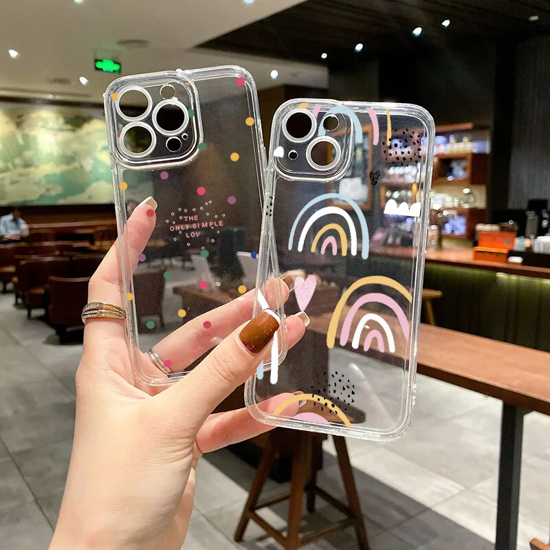 Funda para Xiaomi Redmi Note 13 14 Pro 5G 12 14 4G 10 11 12 13 14 Pro Plus 5G 11S 12S cubierta transparente colorida punto de onda corazón de amor - imagen 5